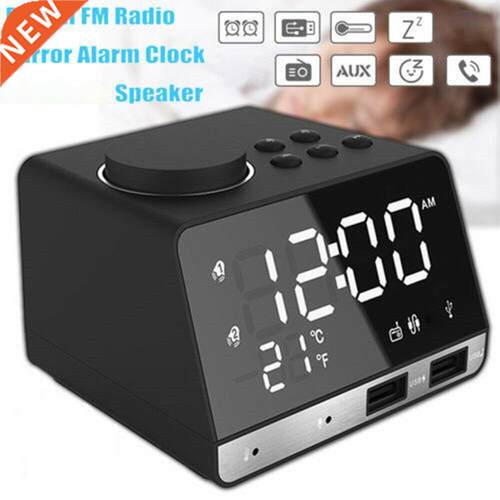 Radio Alarm Clock Speaker Bluetooth-Compatible 4.2 With 2 US