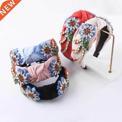 Fabric Rhinestone Headband Sunflower Flower Hairband Women H