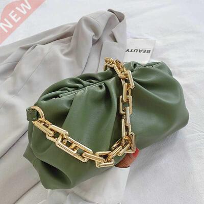 2021 Day Clutch Thick Gold Chains Dumpling Clip Purse Bag Wo