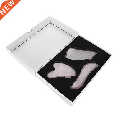 3Pcs Natural Rose Quartz Scraping Plate Gua Sha Board Pink J