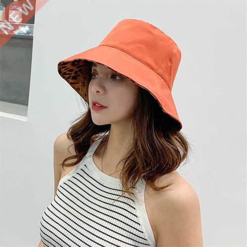 New Leopard Panama Hat Women Japanese Double-sided Sunshade