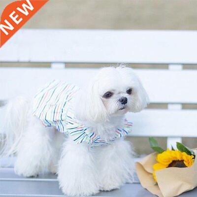 40%HOTDog Dress Ranbow Strpe Flyng Sleeve Button Summer