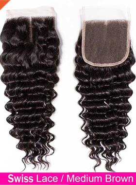 Fashow Brazilian Hair Deep Wave Human Hair Closure 4X4 Lace