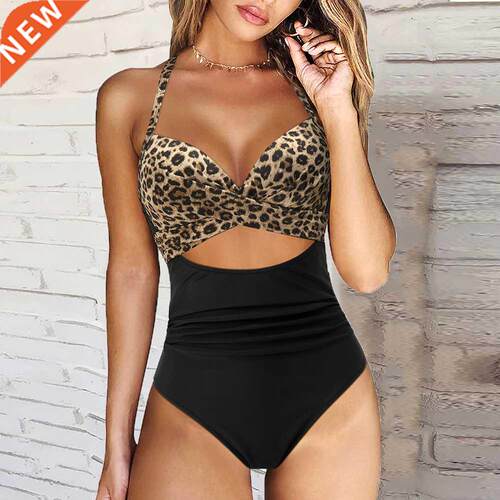 Woman Swimsuit Cut Out One Piece Swimsuit Halter High Waist