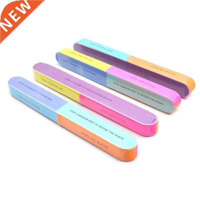 New 10 Pcs Neon Color 7 Side Nail File Buffing Block Nail A
