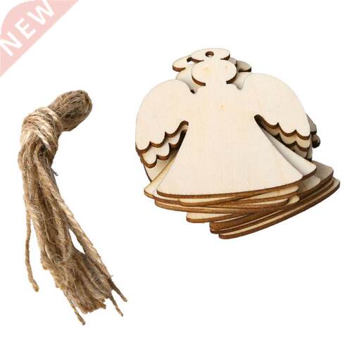 10pcs/set Christmas Tree Angel  Wooden Pendant Hanging wi