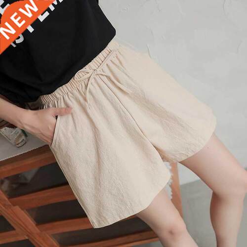 Women's Cotton Linen Shorts Hot Sale High Waist Drawstring W