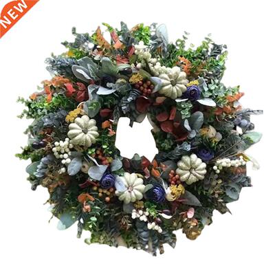 35cm New Halloween Fall White Pumpkin Wreath For Front Door