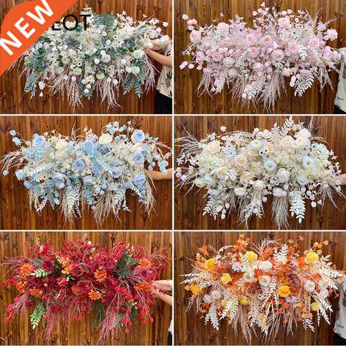 New Wedding Silk Flower Row Arrangement Wedding Arch Backdro