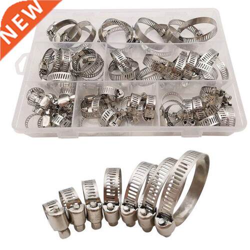 60Pcs Stainless Steel 8mm-8mm Multi Size Hoop Clamps Hose C