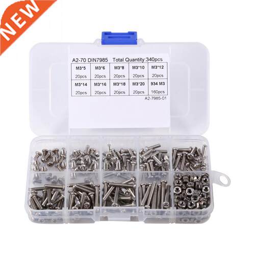 340PCS M3 Screw with Nut Assortment Kit Set Pan Head for