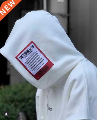 22SS Red Label Sticker 100% Cotton EU Size Vetements Hoodie