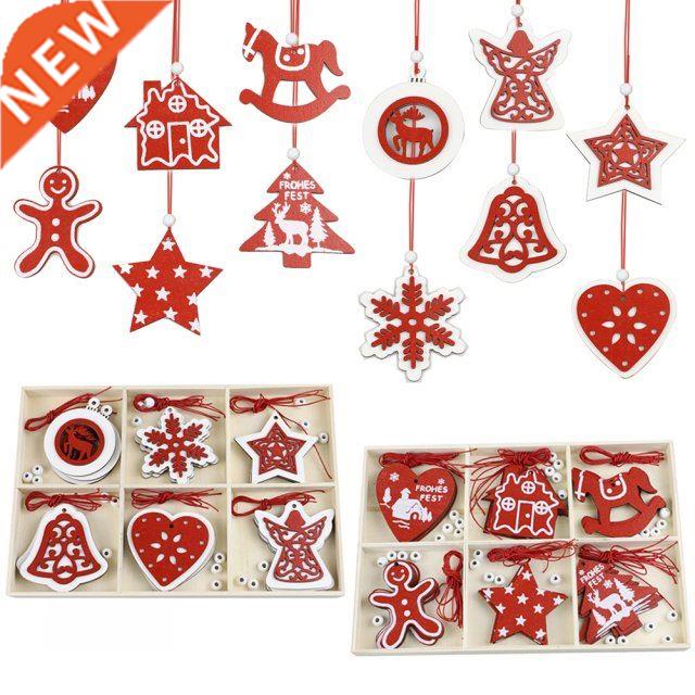 Christmas Hanging Pendants Wooden Snowflakes Star Christ