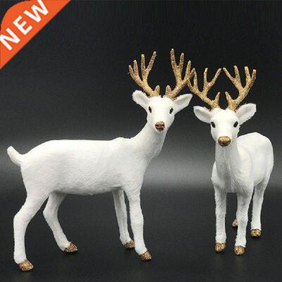 Xmas White Elk Standing New Year Simulated Christmas White