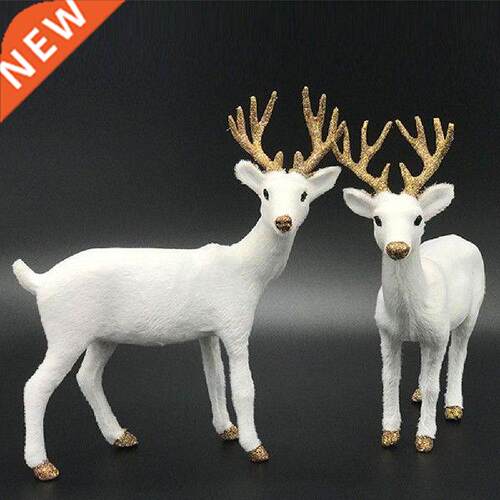 Xmas White Elk Standing New Year Simulated Christmas White