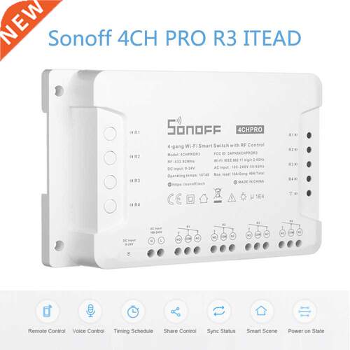 Sonoff 4CH PRO R3 ITEAD 4-Gang Wi-Fi Smart Switch With RF