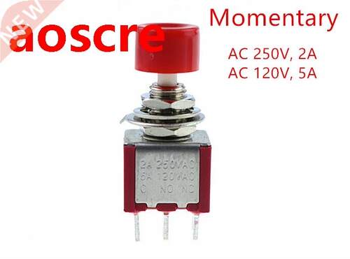 AC 2A/250V 5A/120V 6 Pin DPDT Momentary Push utton Switch 6