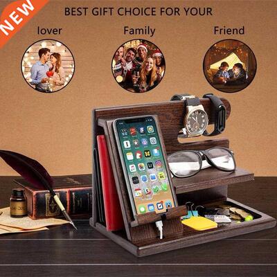 Wood Phone Dockng Staton Ash Holder Wallet Stand