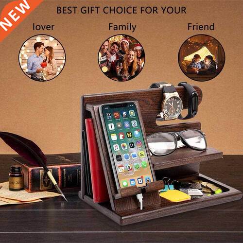Wood Phone Dockng Staton Ash Holder Wallet Stand