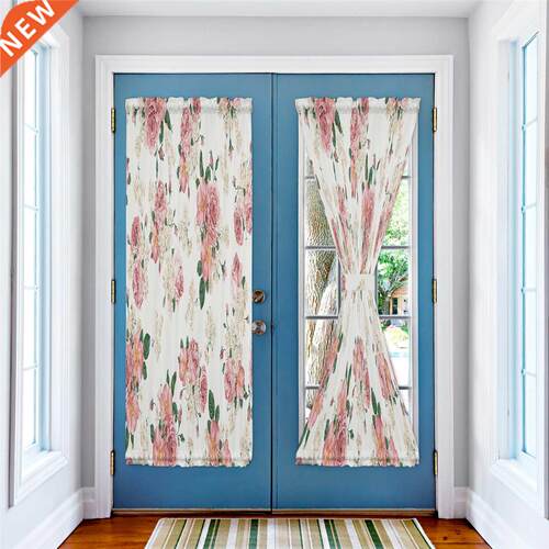 Flower Pnk Green Leaf Rose Door Curtans Decor Home