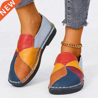 KAMUCC Women Loafers Patches Stitching Flat Shoes 2022 Woman