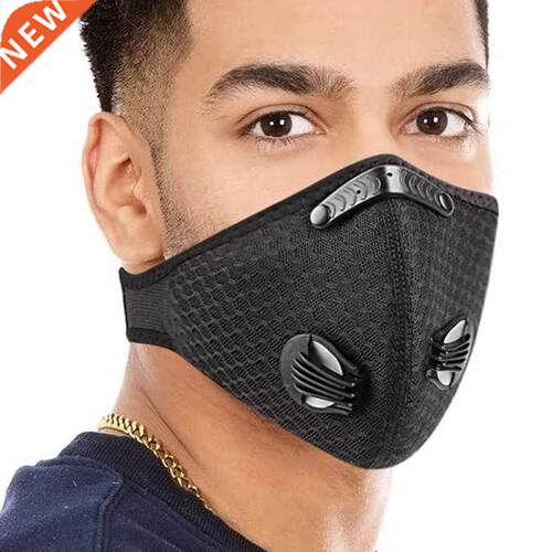 Black Sport Face Masks For Men Filter Inside Adjustable Nose