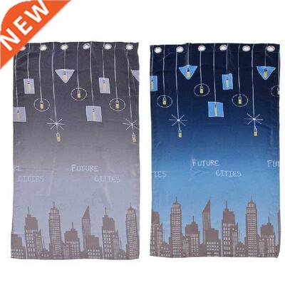 Printing Curtains Cityscape Curtain Easy To Clean for Home
