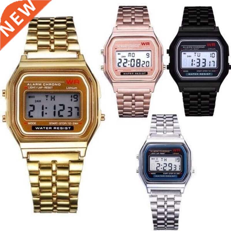 2021 Women Men Wtch Gold Silver Vintge LED Digitl Sports