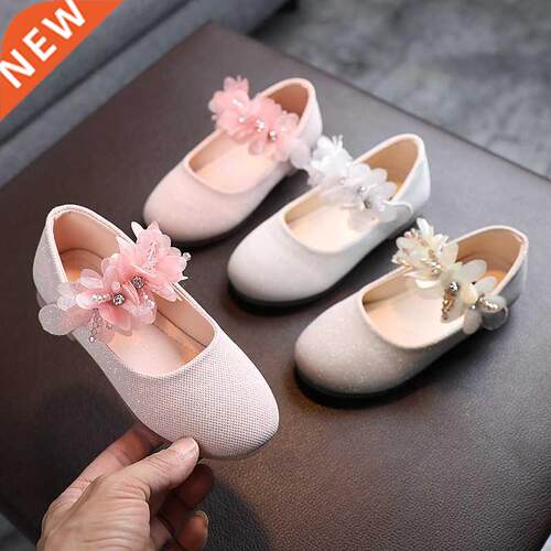 Kids Leather Girls Shoes Shining Flowers Princess Shoes For