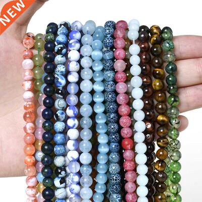 Natural Stone Bead Tiger Eye Agates Amazonite Jades Moonston