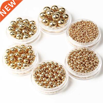 Wholesale 3 4 6 8 10 12mm 30-500pcs Gold Metal Plated B Roun