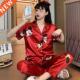 Silky Women Satin Pajamas Cute Sleepwear Set Piece Mickey