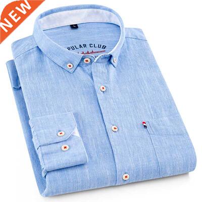 Men's Standard-fit Long-Sleeve Linen Cotton Shirts S