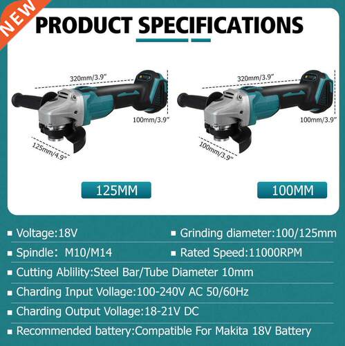 125MM 4 Speed Brushless Electric Angle Grinder Cutting Grin