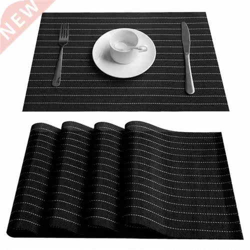 4Pcs Anti-slip Stripe Desk Placemats Kitchen Heat Insulated