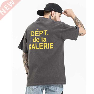 High Sreet Washed Letter Print Cotton Tshirts Mens Short Sle