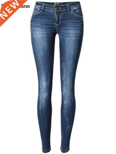 Low Waist Skinny Jeans Women Fashion Washed Bleached Scratch