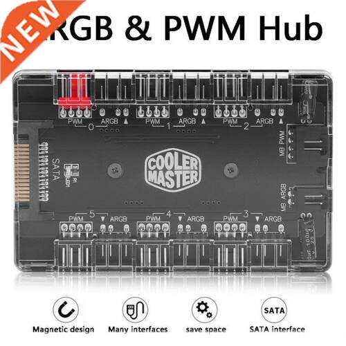 1 to 6 PWM ARGB Fan HUB Splitter 4 Pin PWM 3 Pin Addressable