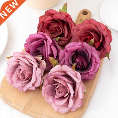 5pcs Rose Heads Artificial Silk Flowers for Wedding Home Par