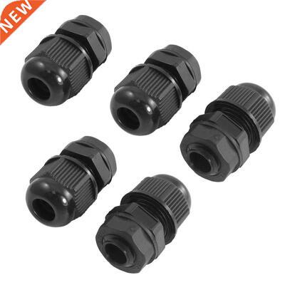 5 Pcs Black Plastic Waterproof M12 x 1.5 .0-6.5mm Diameter