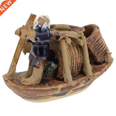Boat Shape Fish Tank Landscaping Decor Aquarium Boat Statue