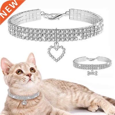 Bling Pet Dog Collar Fashion Bone Pendant Crystal Diamond Ca