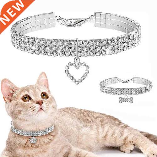 Bling Pet Dog Collar Fashion Bone Pendant Crystal Diamond Ca