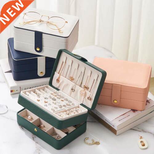 Newly Double Layer Jewelry Box Green Practical Earrings Neck