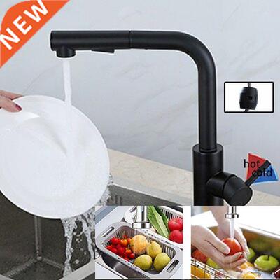Black/Sliver Kitchen Faucet Single Handle Pull Out Spout