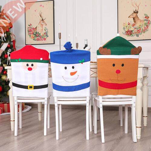 Christmas Cartoon Chair Back Cover Doll Santa Claus Snowman
