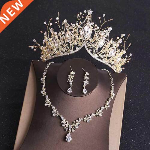 KMVEXO Costume Bridal Jewelry Sets Rhinestone Crystal Gold T