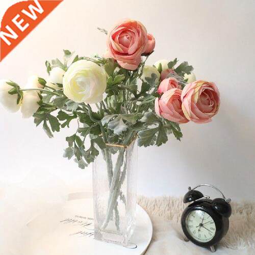5 Heads Tea Rose Beautiful Flower Branch with Fake Leaves