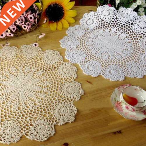 2 Pieces Hlow Flowers Cotton Crochet Mat Heat Resistant Ki