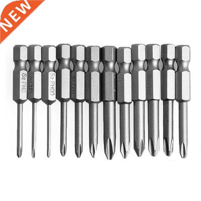 12Pcs 50mm 1/4 Inch Hex Shank Phillips Cross Bits